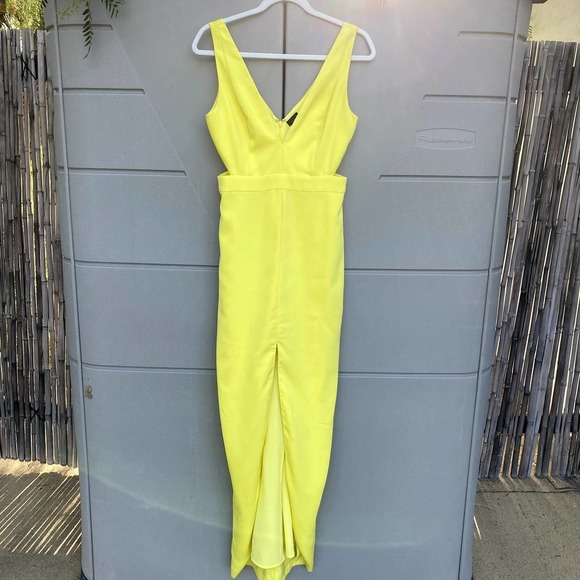 NBD Revolve Yellow Cut Out Maxi Greta Gown Dress Sz Small - Picture 4 of 11